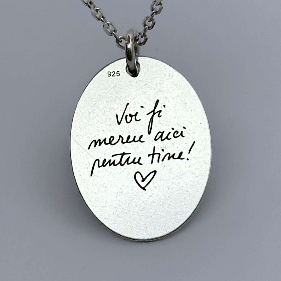 Lănțișor Argint Personalizat Oval - Amprenta Persoanei Iubite