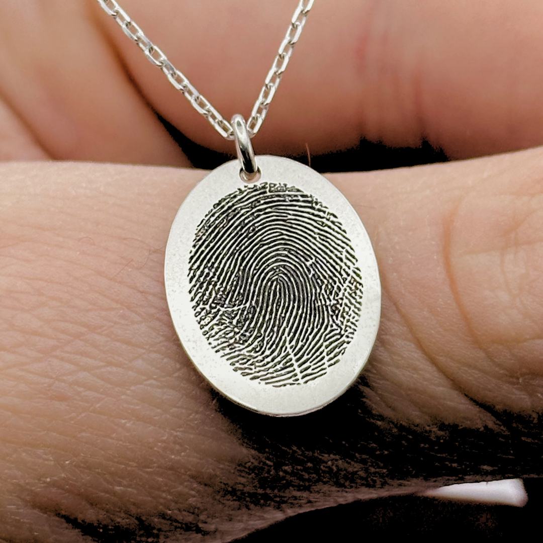 Lănțișor Argint Personalizat Oval - Amprenta Persoanei Iubite