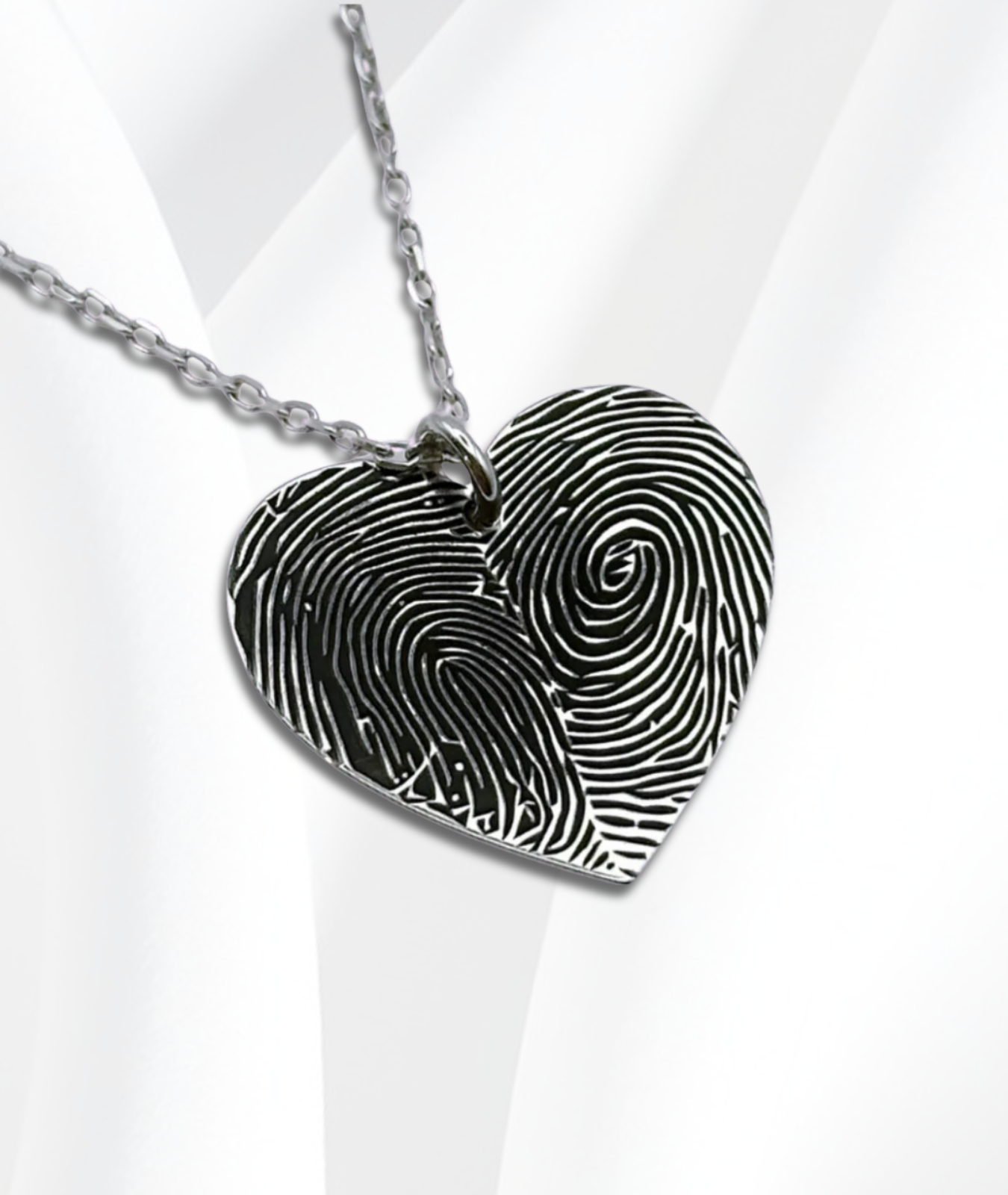 Lănțișor Argint Personalizat Inimă - Amprentele Voastre