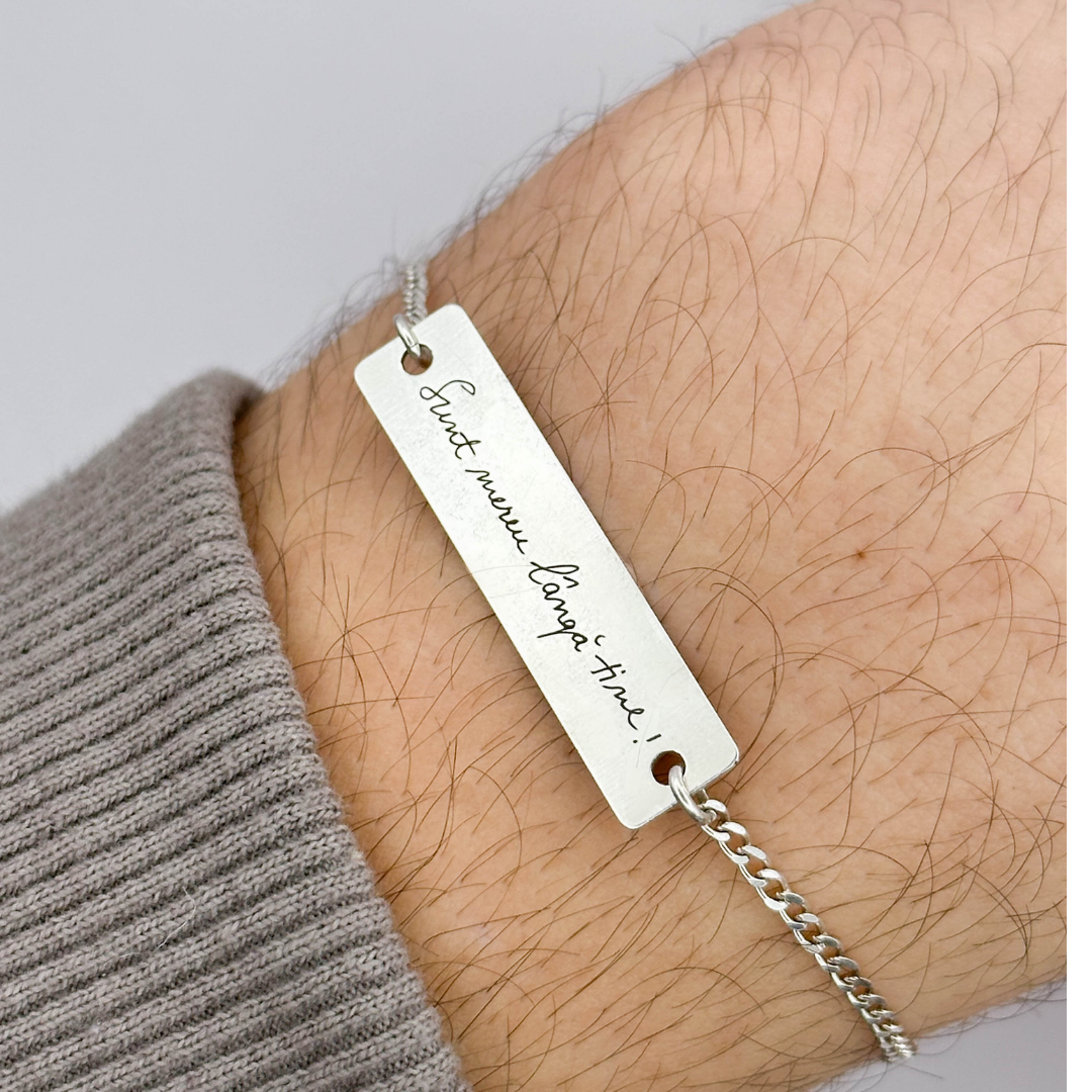 Brățară argint personalizată gravată cu scrisul tău de mână