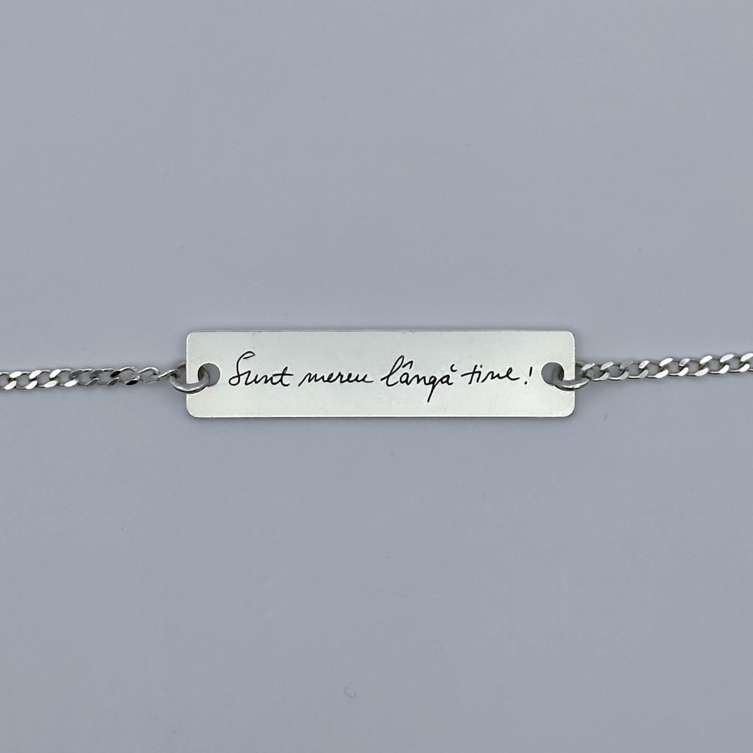 Brățară argint personalizată gravată cu scrisul tău de mână