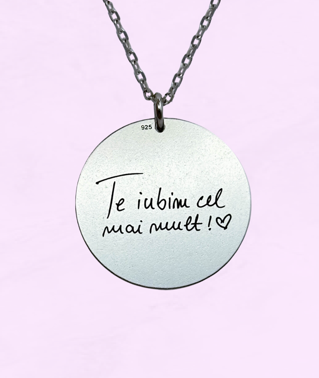 Lănțișor argint personalizat gravat cu amprenta persoanei iubite în formă de cerc.