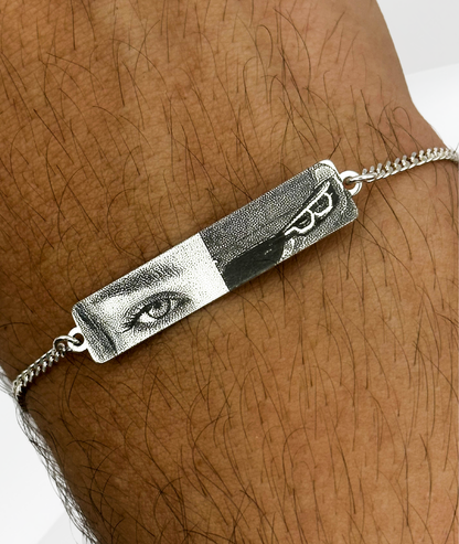 Brățară cu Ochii Mașinii & Ai Tăi™ - Personalizată Fotogravată Din Argint