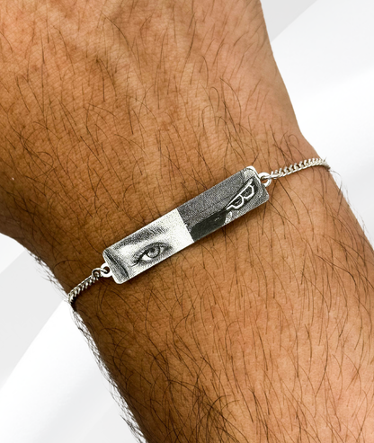 Brățară cu Ochii Mașinii & Ai Tăi™ - Personalizată Fotogravată Din Argint