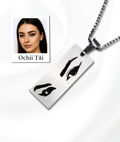Lănțișor Argint Personalizat Gravat - Ochii Tăi
