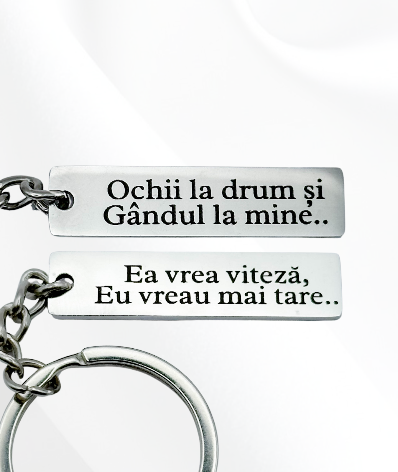 Breloc cu Ochii Mașinii & Ai Tăi™ - Personalizat și Fotogravat în Oțel