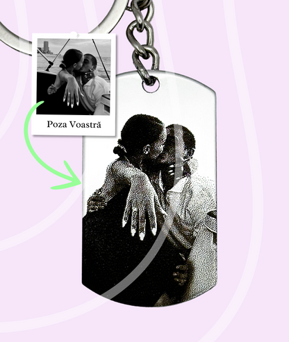 Breloc cu Poza Voastră™ - Personalizat și Fotogravat în Oțel