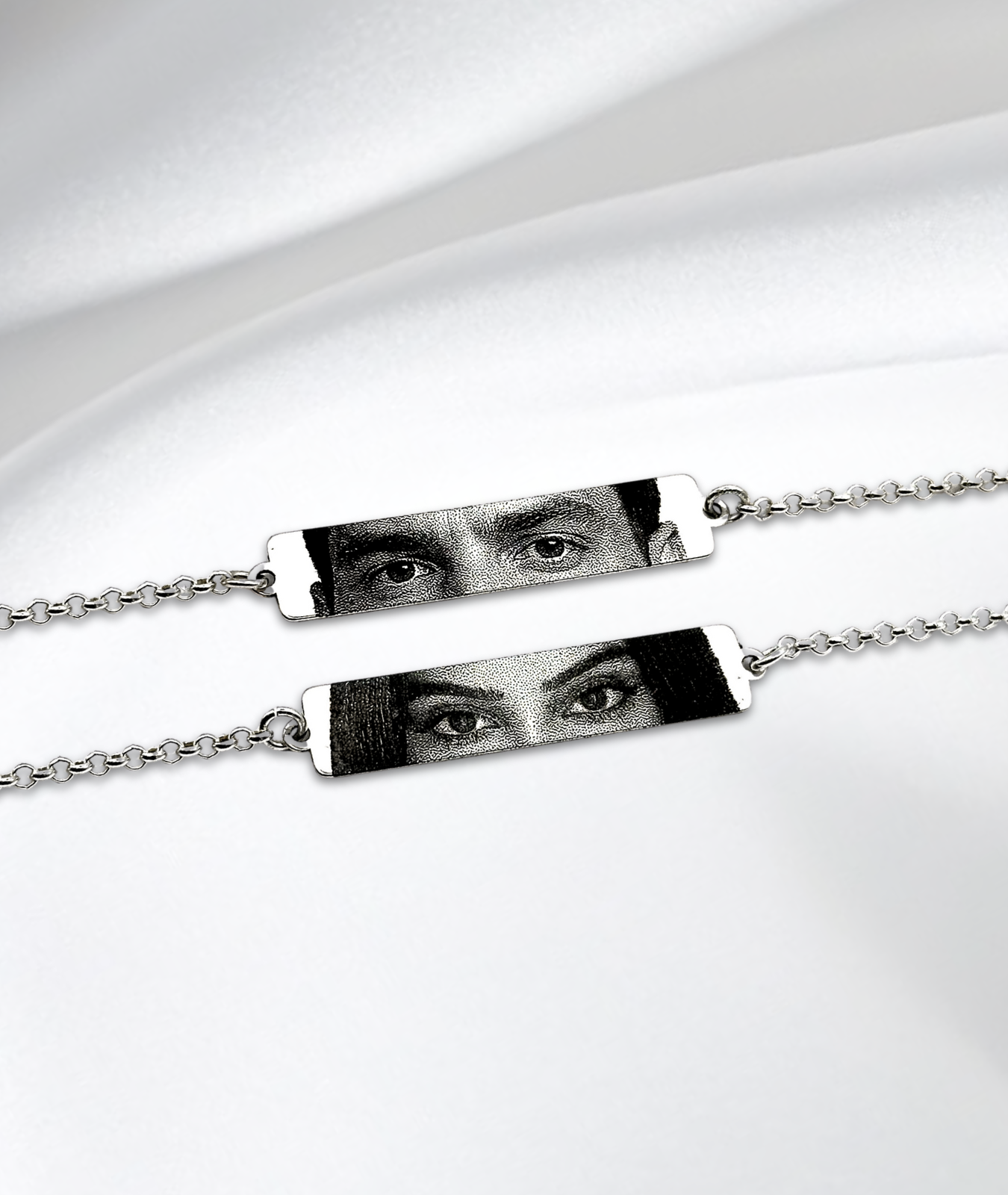 Set Cuplu - 2x Brățară Cu Ochi™ - Personalizate Realist - Fotogravate Din Argint