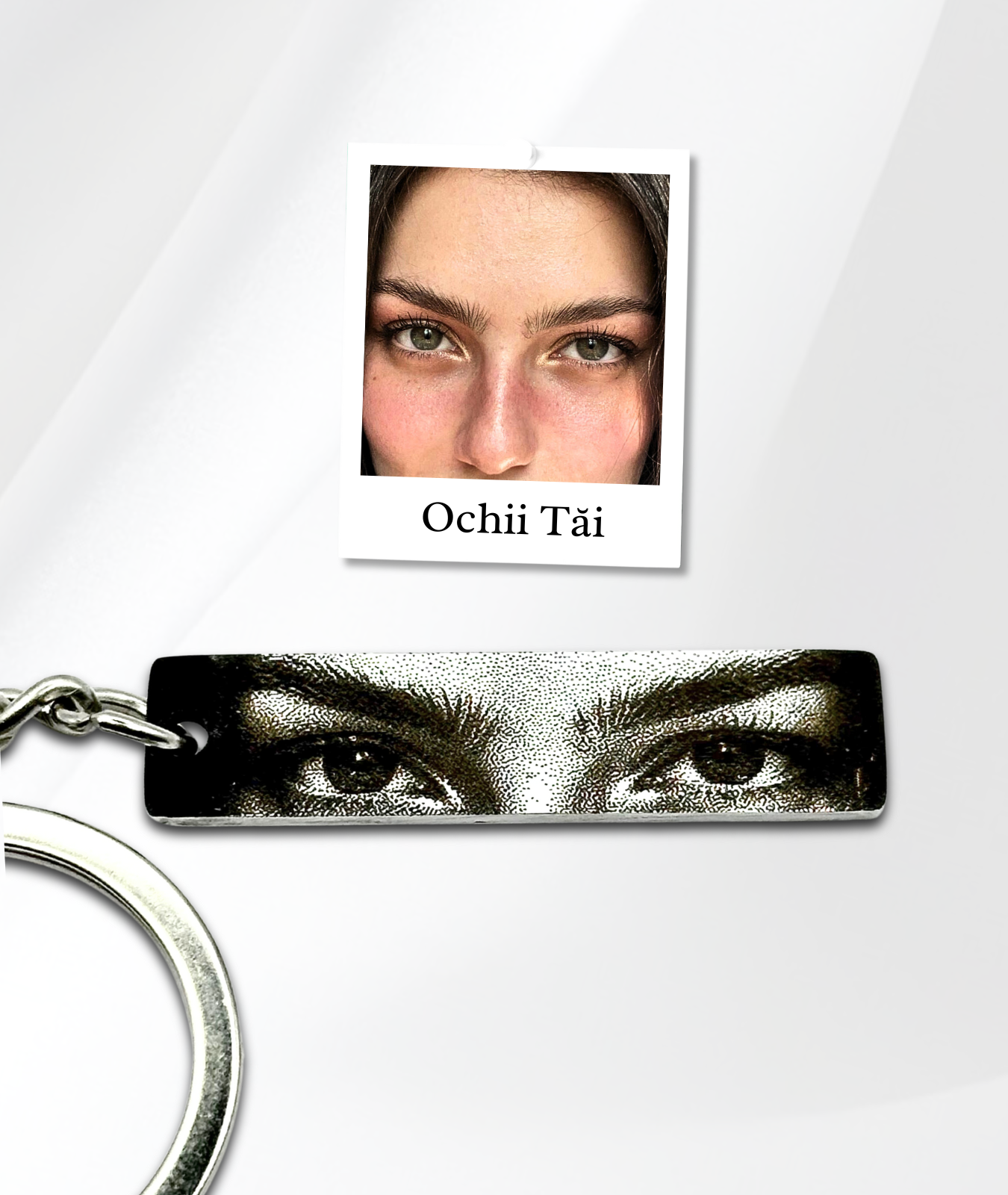 Set Cuplu - 2x Brelocuri cu Ochii Voștri™ - Personalizat și Fotogravat în Oțel