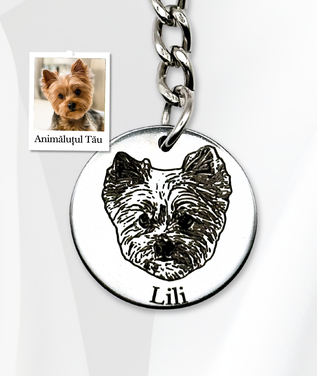 Breloc Oțel Personalizat - Fața Animăluțului Tău