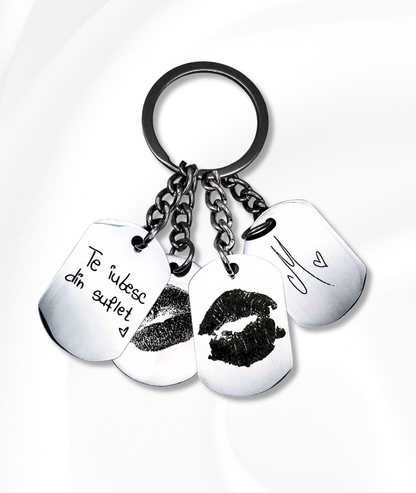 Breloc Cu Buze Mic - Personalizat Gravat Din Oțel