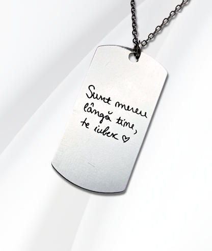 Lănțișor Argint Personalizat Army - Amprenta Persoanei Iubite