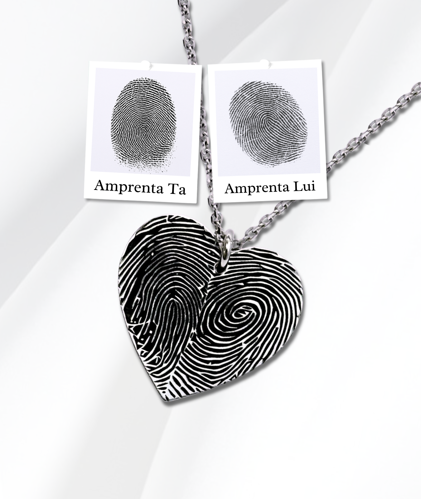 Lănțișor Argint Personalizat Inimă - Amprentele Voastre