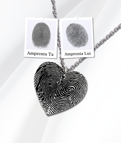 Lănțișor Argint Personalizat Inimă - Amprentele Voastre