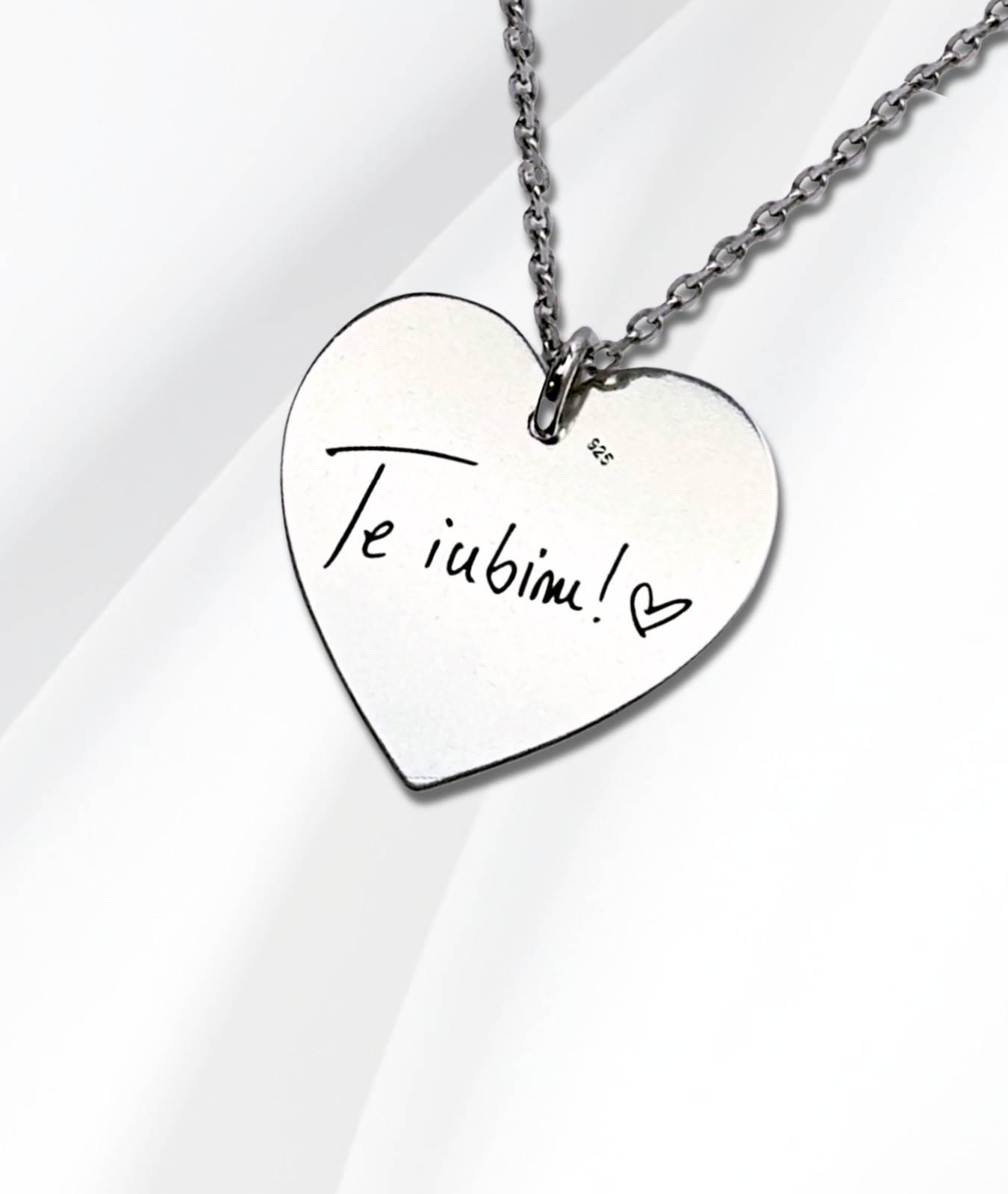 Lănțișor Argint Personalizat Inimă - Amprentele Voastre