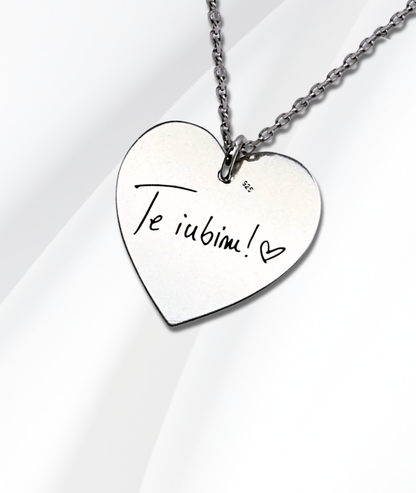 Lănțișor Argint Personalizat Inimă - Amprentele Voastre