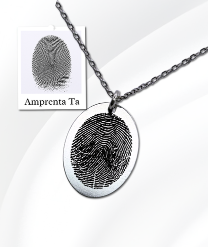 Lănțișor Argint Personalizat Oval - Amprenta Persoanei Iubite