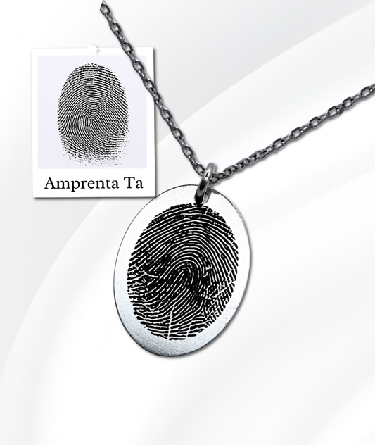 Lănțișor Argint Personalizat Oval - Amprenta Persoanei Iubite