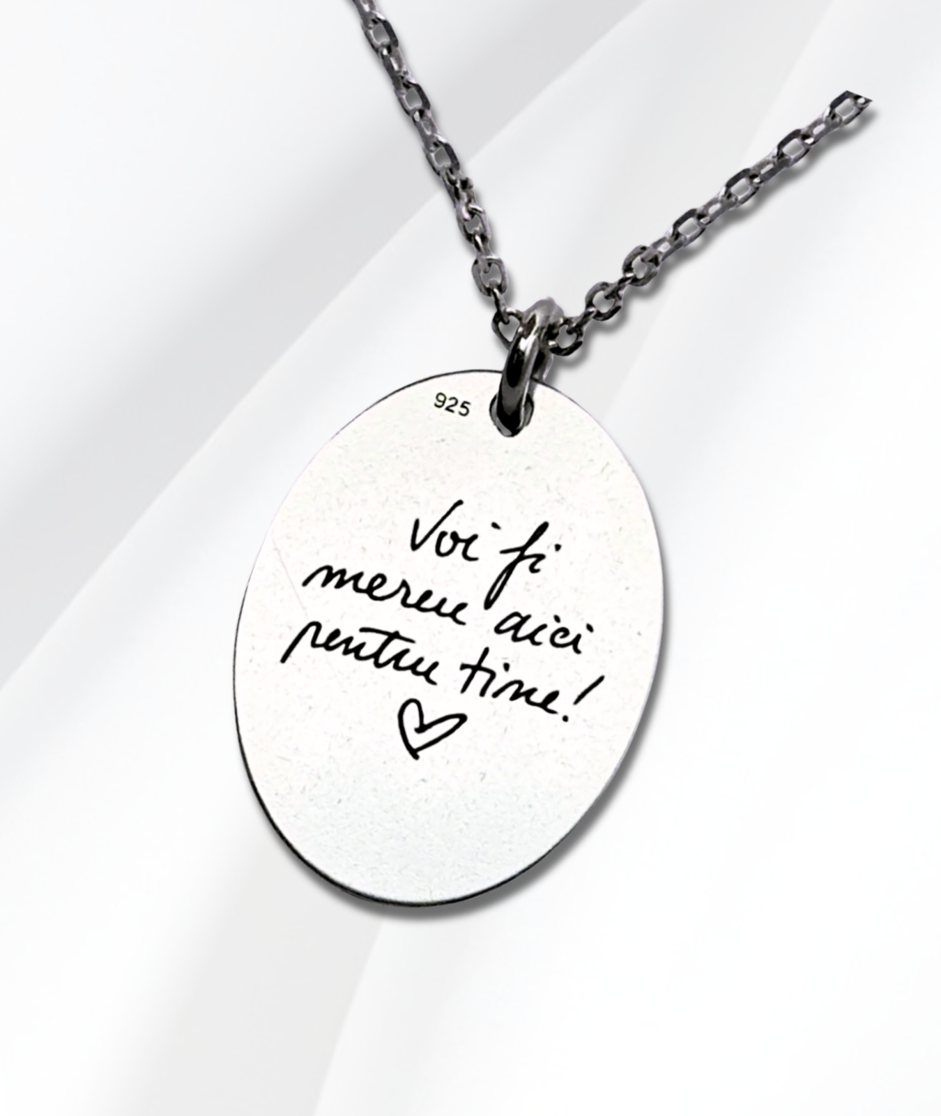 Lănțișor Argint Personalizat Oval - Amprenta Persoanei Iubite