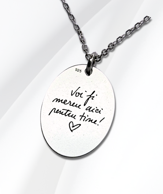 Lănțișor Argint Personalizat Oval - Amprenta Persoanei Iubite