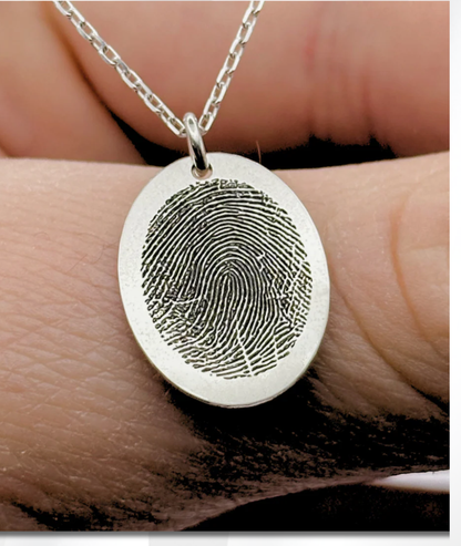 Lănțișor Argint Personalizat Oval - Amprenta Persoanei Iubite