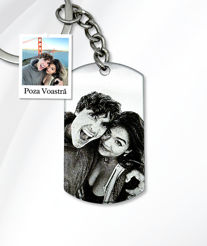Breloc cu Poza Voastră™ - Personalizat și Fotogravat în Oțel