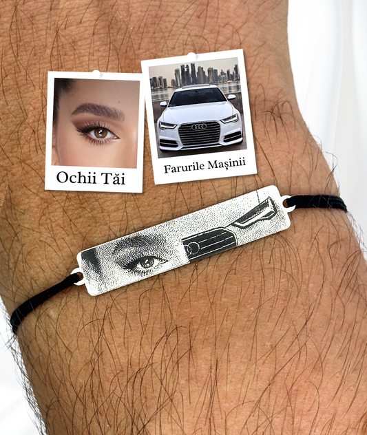 Brățară cu Ochii Mașinii & Ai Tăi™ - Personalizată Fotogravată Din Argint