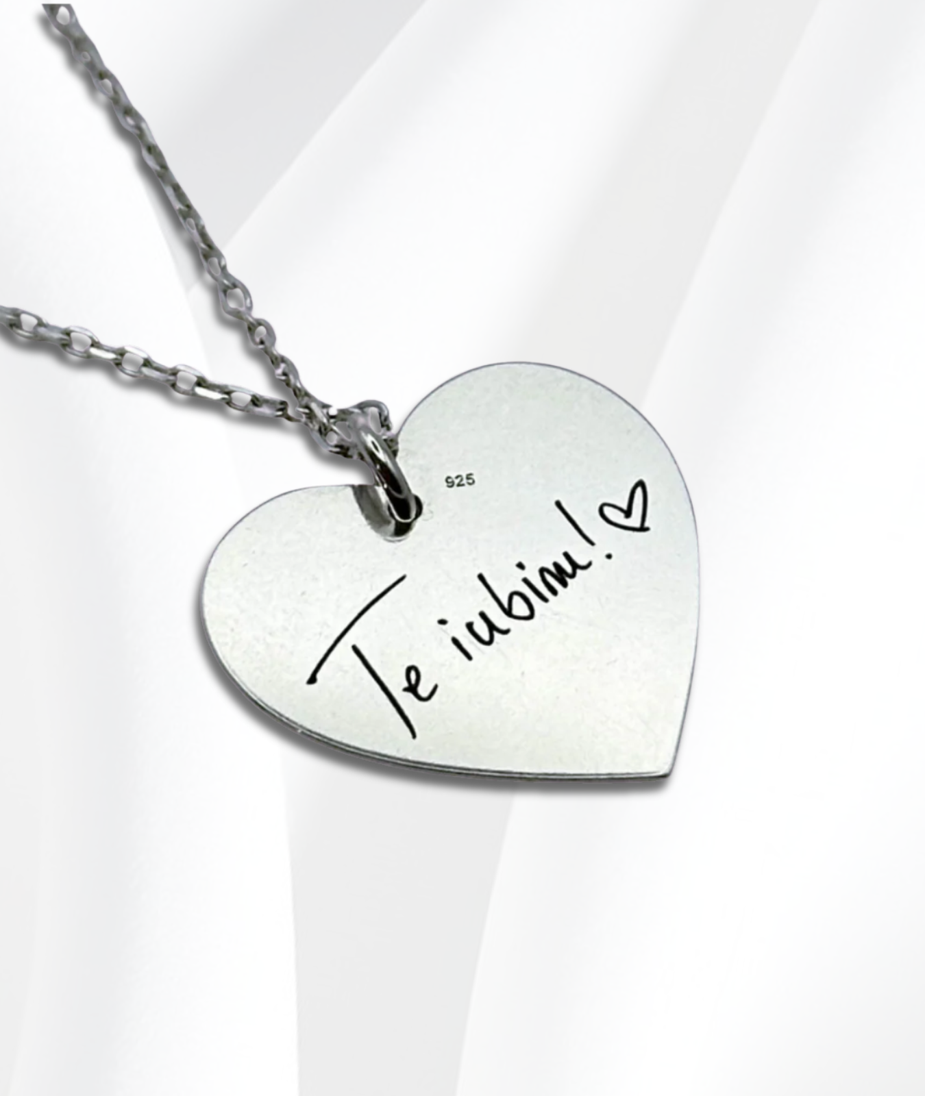 Lănțișor Argint Personalizat Inimă - Amprentele Voastre