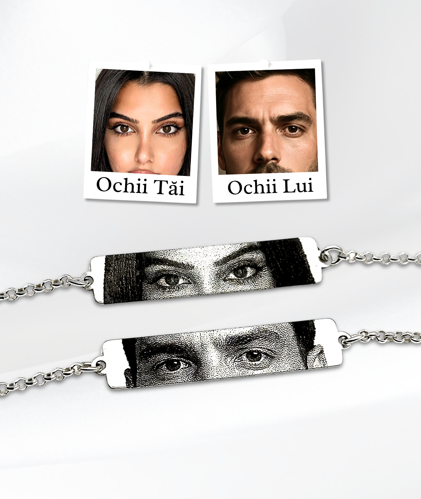 Set Cuplu - 2x Brățară Cu Ochi™ - Personalizate Realist - Fotogravate Din Argint