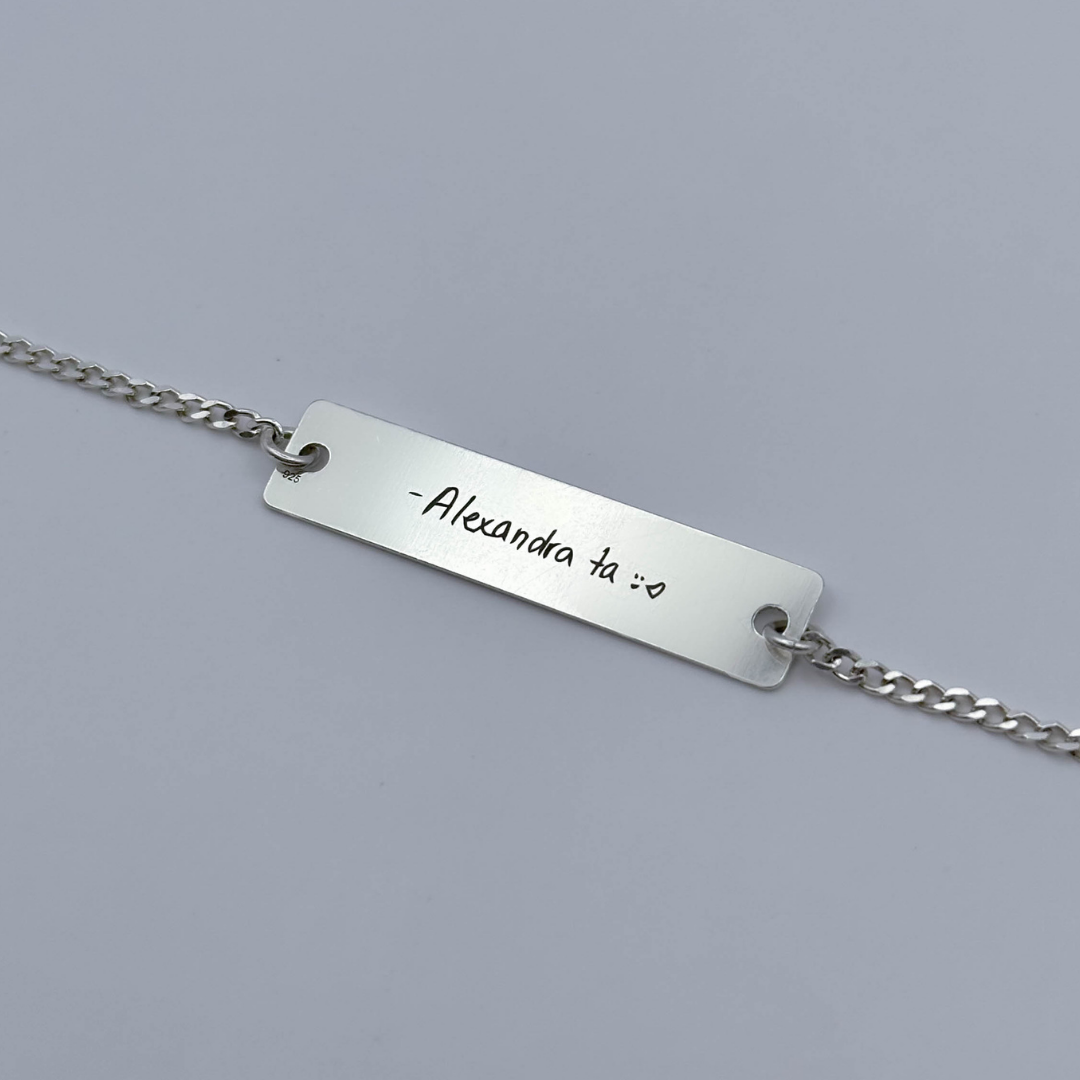 Brățară argint personalizată gravată cu scrisul tău de mână