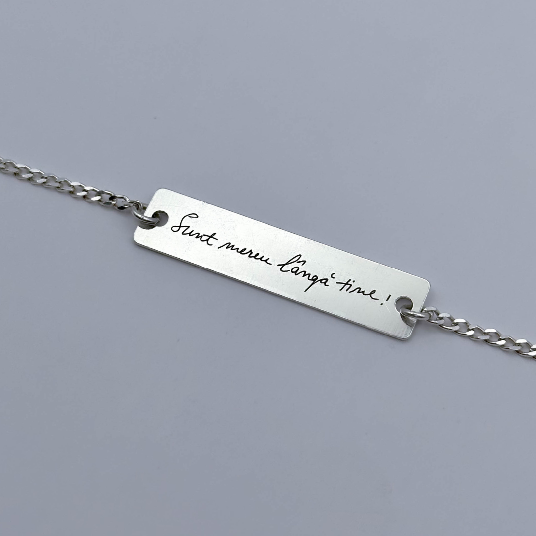 Brățară argint personalizată gravată cu scrisul tău de mână