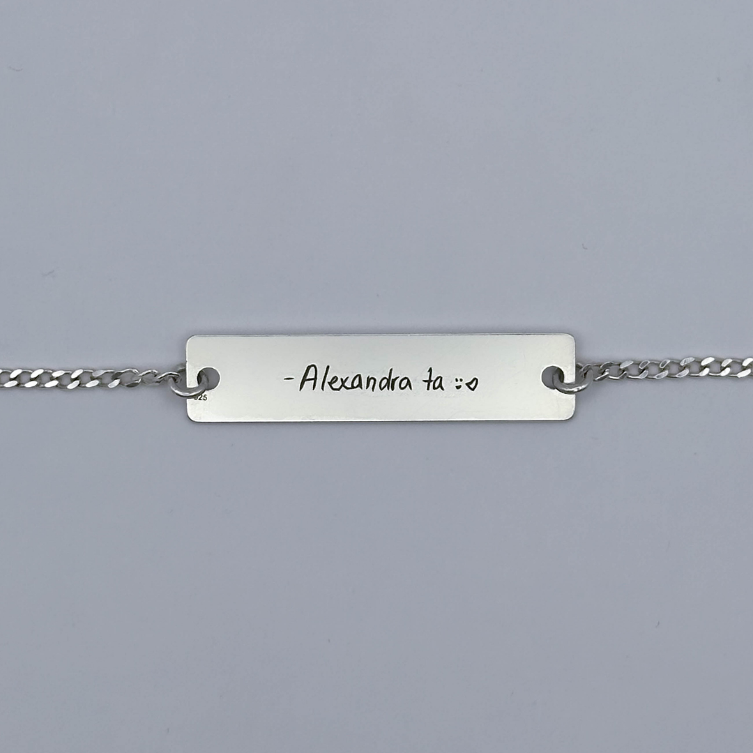 Brățară argint personalizată gravată cu scrisul tău de mână