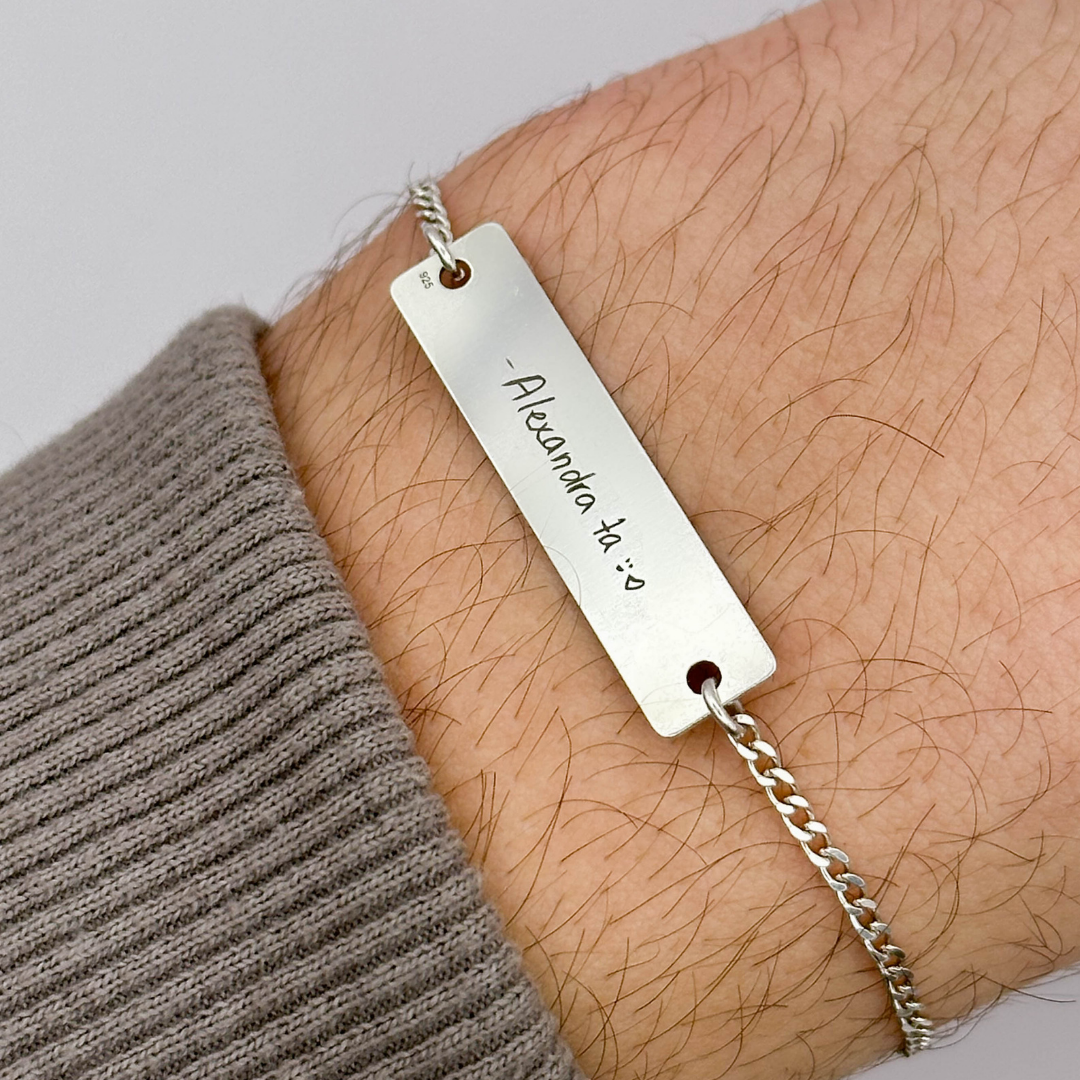 Brățară argint personalizată gravată cu scrisul tău de mână