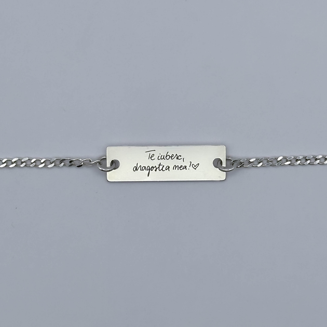 Brățară argint personalizată gravată cu scrisul tău de mână