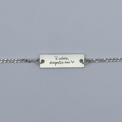 Brățară argint personalizată gravată cu scrisul tău de mână
