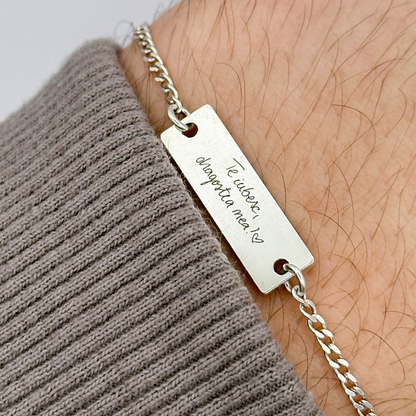 Brățară argint personalizată gravată cu scrisul tău de mână