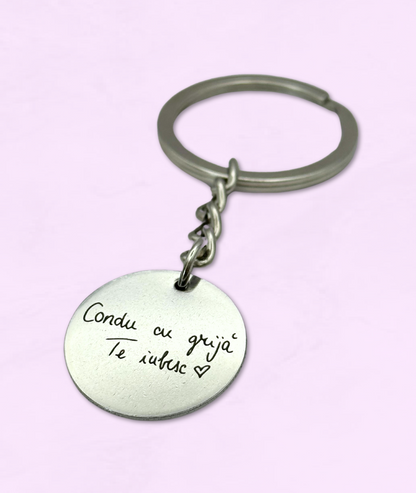 Breloc personalizat gravat cu ochii tăi preferați din oțel.