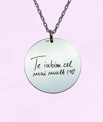 Lănțișor argint personalizat gravat cu amprenta persoanei iubite în formă de cerc.